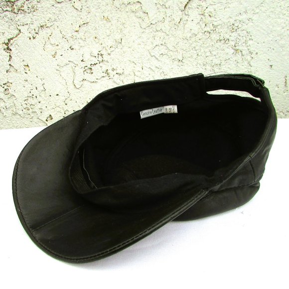 Black leather news boy hat O/S main image 4